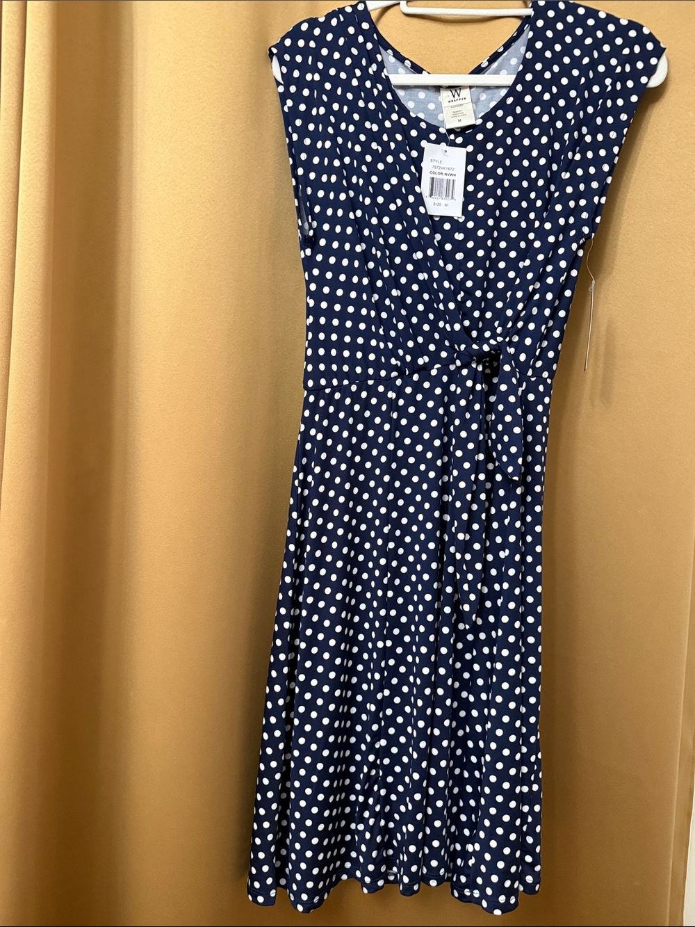 Wrapper Navy and White Polka Dot Midi Dress
